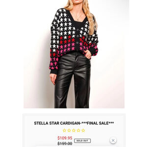 Stella Star Central Park West Cardigan, Size S, Black and Pink